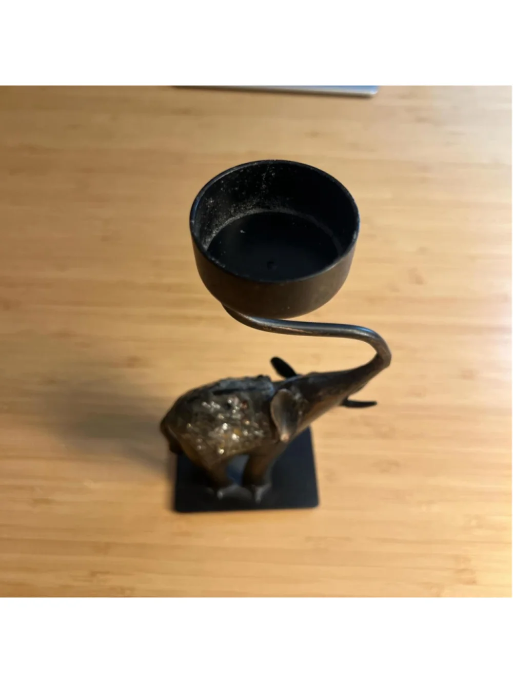 Bronze elephant candle holder